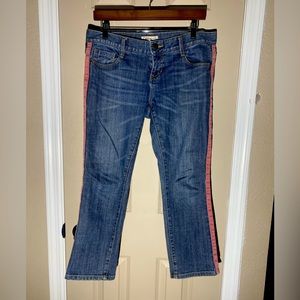 CAbi size 4 cropped pants red striped blue